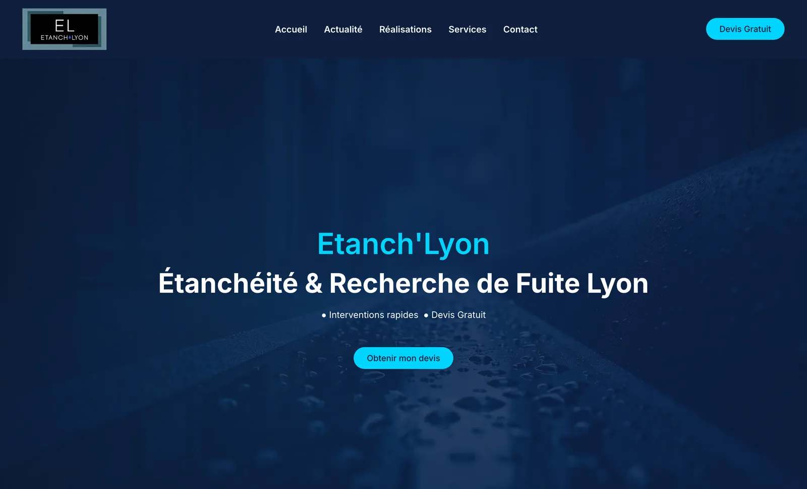 Page d'accueil du site Etanch'Lyon