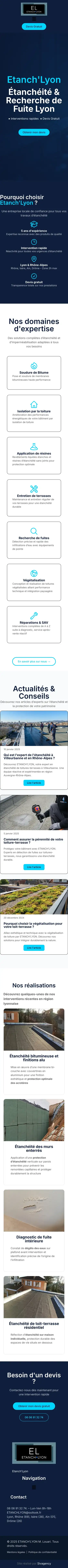 Le site Etanch'Lyon sur téléphone