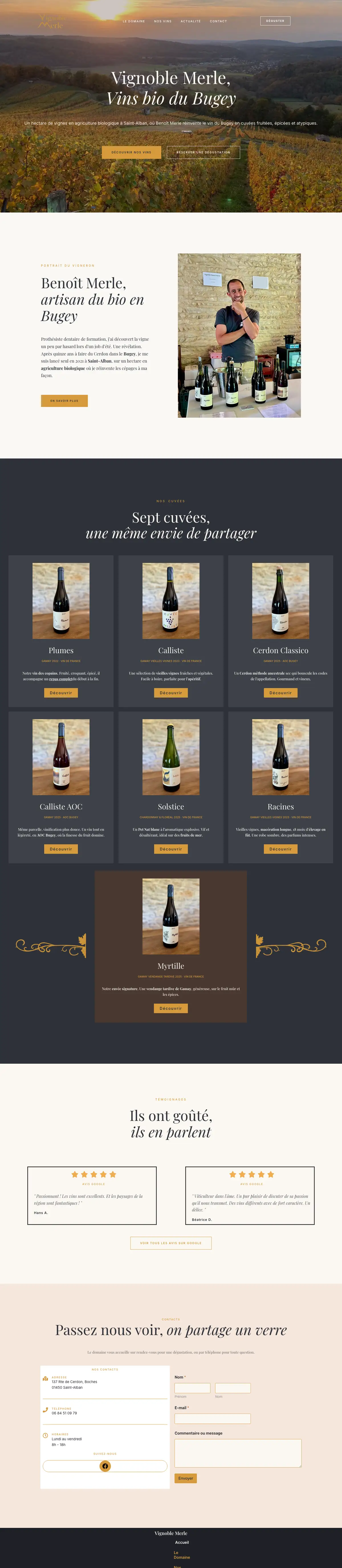 Le site Vignoble Merle, de haut en bas
